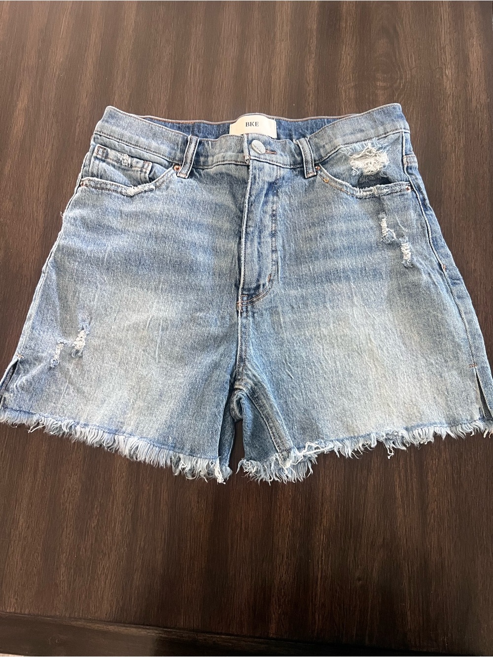 BKE Light Blue Distressed Denim Jean Shorts